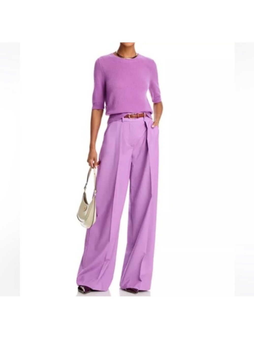 Veronica Beard Sonia Pleated Wide Leg Trousers in Orchid Dusk